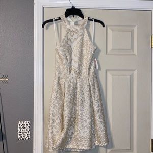 white and gold shirt formal dress